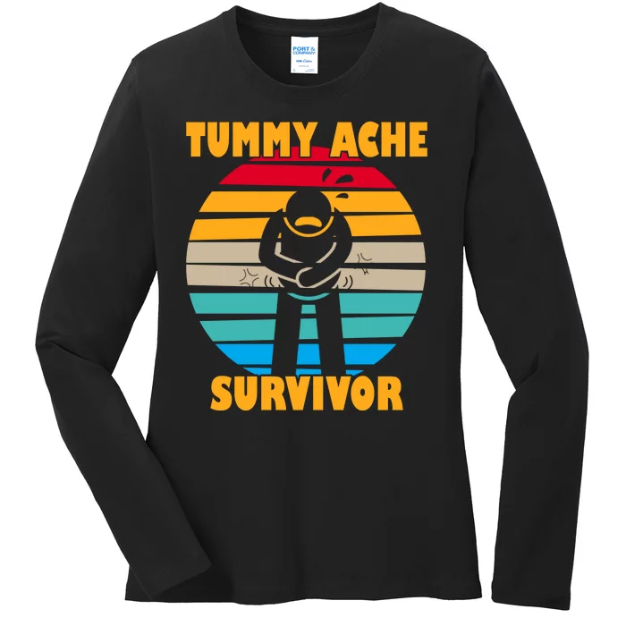 Tummy Ache Survivor Funny Retro Ladies Long Sleeve Shirt