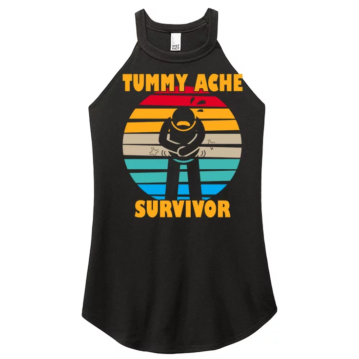 Tummy Ache Survivor Funny Retro Women’s Perfect Tri Rocker Tank