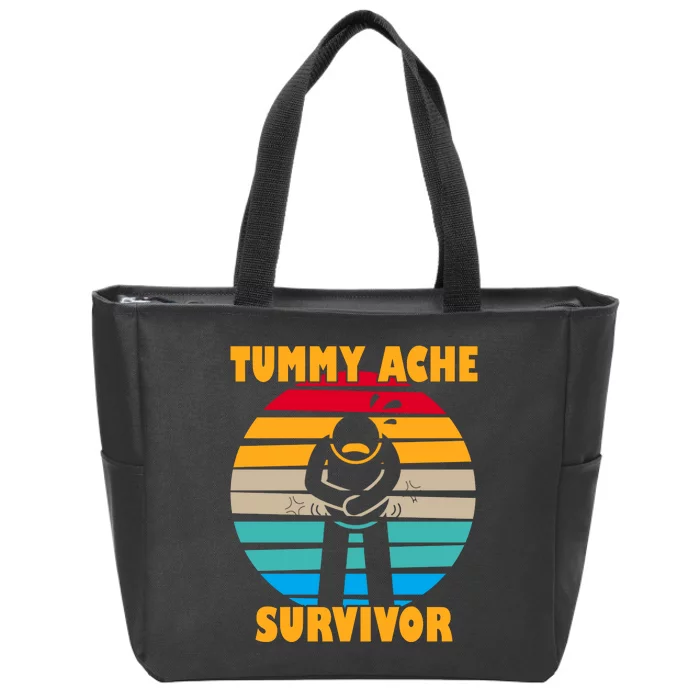 Tummy Ache Survivor Funny Retro Zip Tote Bag