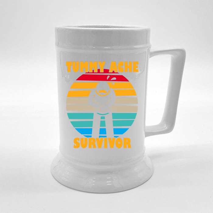 Tummy Ache Survivor Funny Retro Front & Back Beer Stein