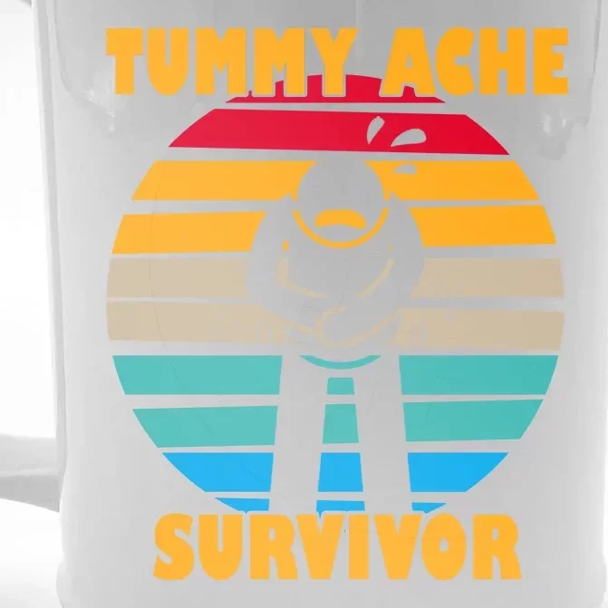 Tummy Ache Survivor Funny Retro Front & Back Beer Stein