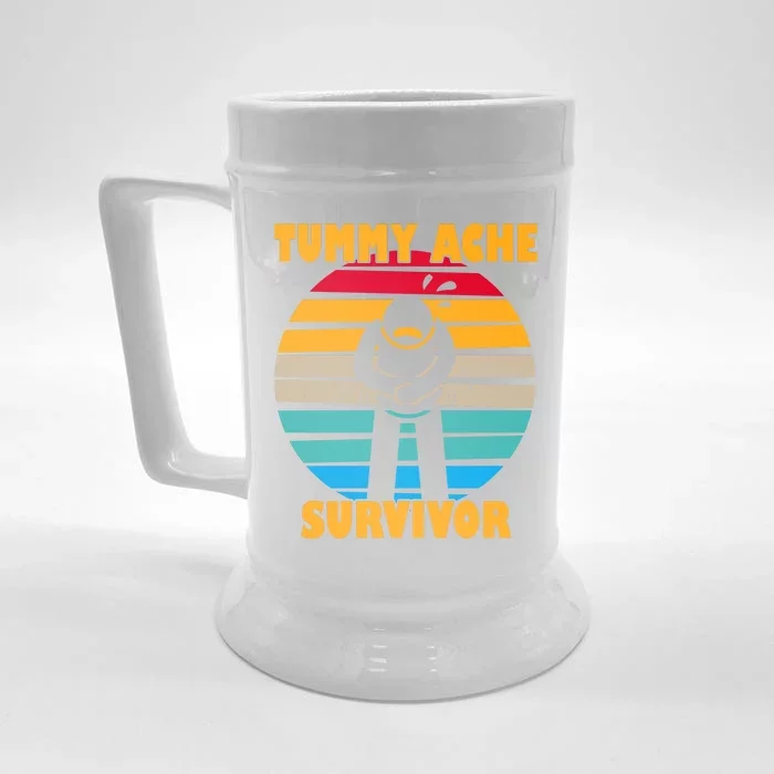 Tummy Ache Survivor Funny Retro Front & Back Beer Stein