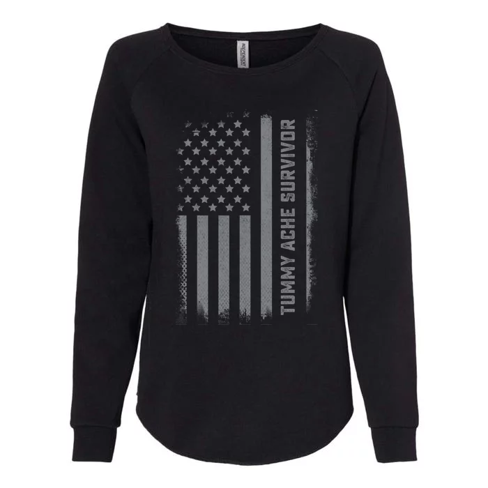 Tummy Ache Survivor IBS Stomach Ache US Flag Womens California Wash Sweatshirt