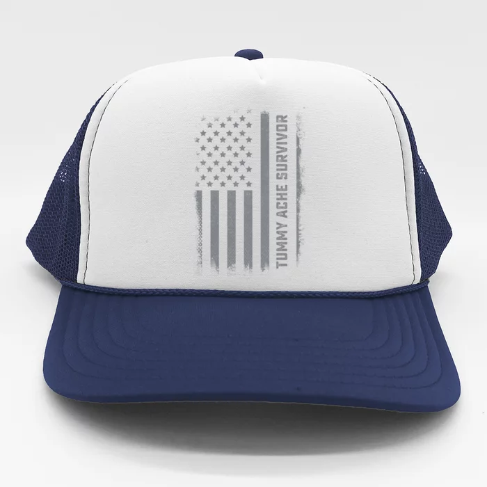 Tummy Ache Survivor IBS Stomach Ache US Flag Trucker Hat