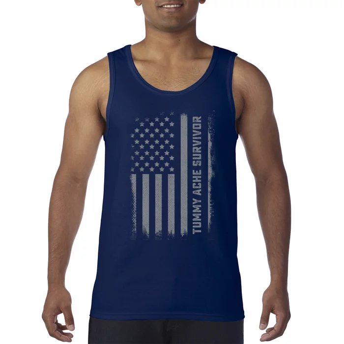 Tummy Ache Survivor IBS Stomach Ache US Flag Tank Top