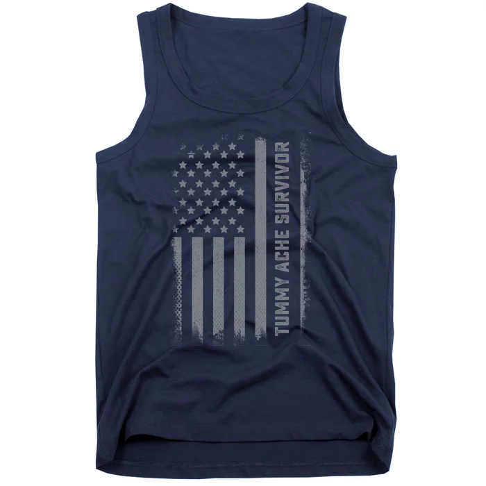 Tummy Ache Survivor IBS Stomach Ache US Flag Tank Top