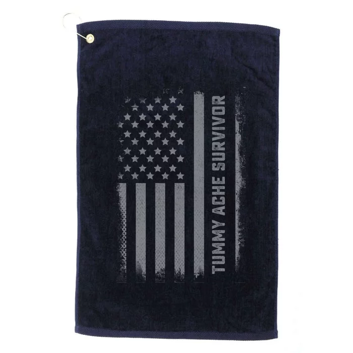 Tummy Ache Survivor IBS Stomach Ache US Flag Platinum Collection Golf Towel