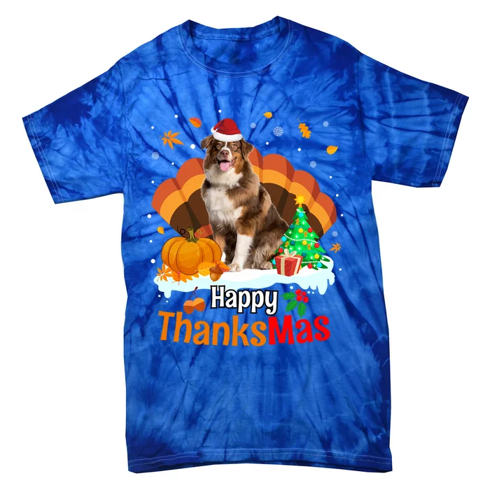 Thanksgiving Australian Shepherd Happy Christmas Aussie Gift Tie-Dye T-Shirt