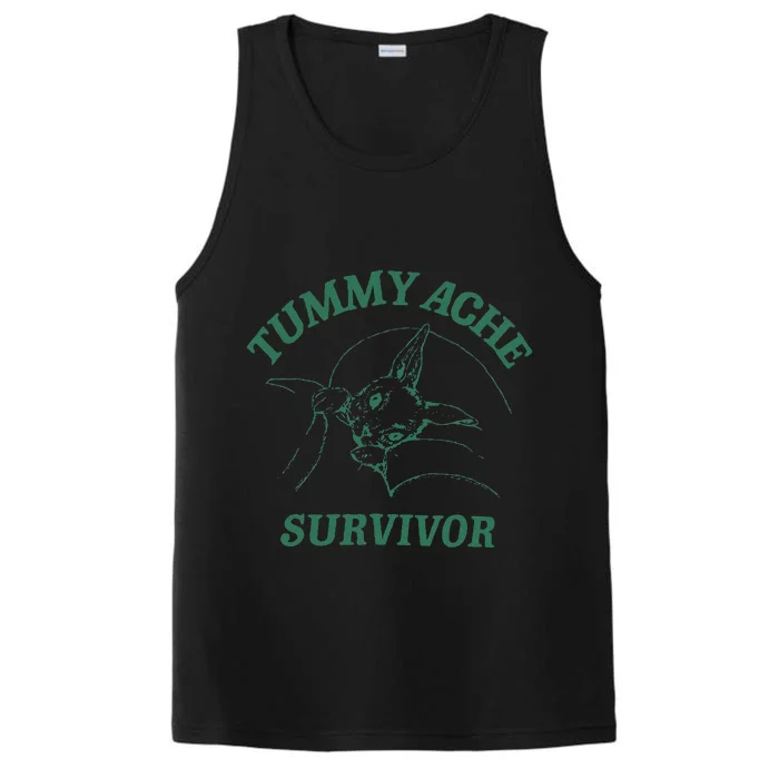 Tummy Ache Survivor Funny Rabbit Meme Bunny Lover Performance Tank