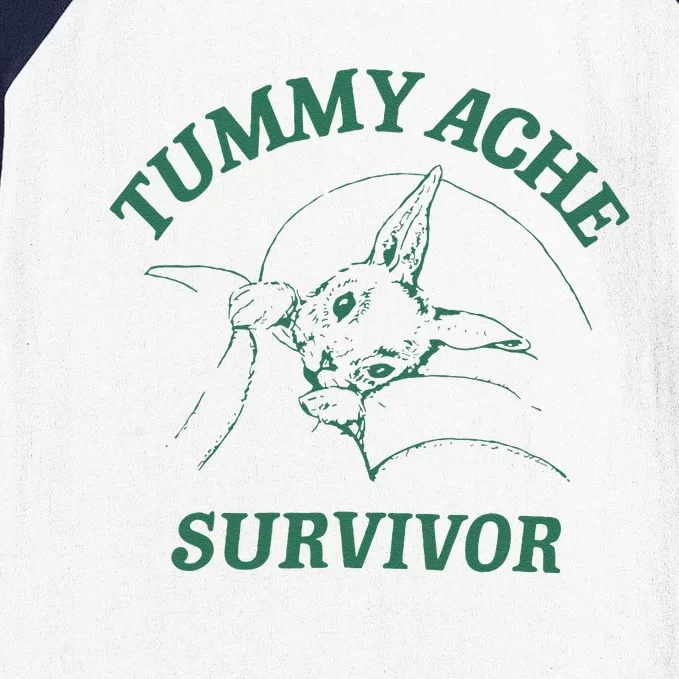 Tummy Ache Survivor Funny Rabbit Meme Bunny Lover Baseball Sleeve Shirt