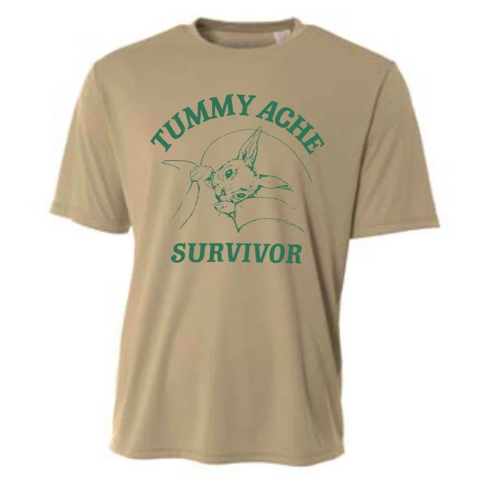 Tummy Ache Survivor Funny Rabbit Meme Bunny Lover Cooling Performance Crew T-Shirt