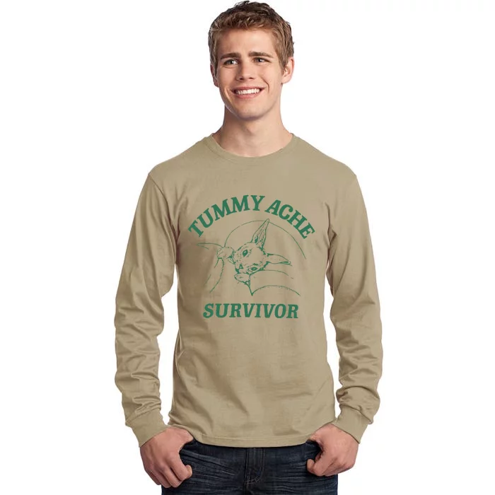 Tummy Ache Survivor Funny Rabbit Meme Bunny Lover Tall Long Sleeve T-Shirt