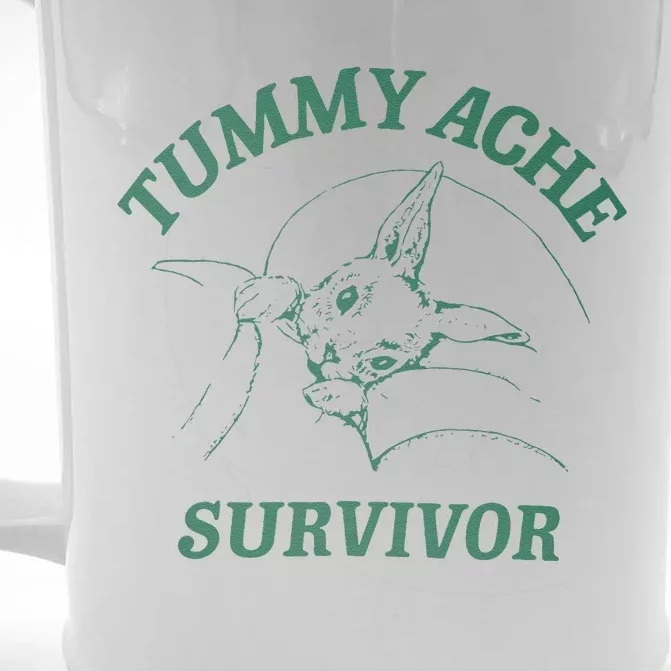 Tummy Ache Survivor Funny Rabbit Meme Bunny Lover Front & Back Beer Stein