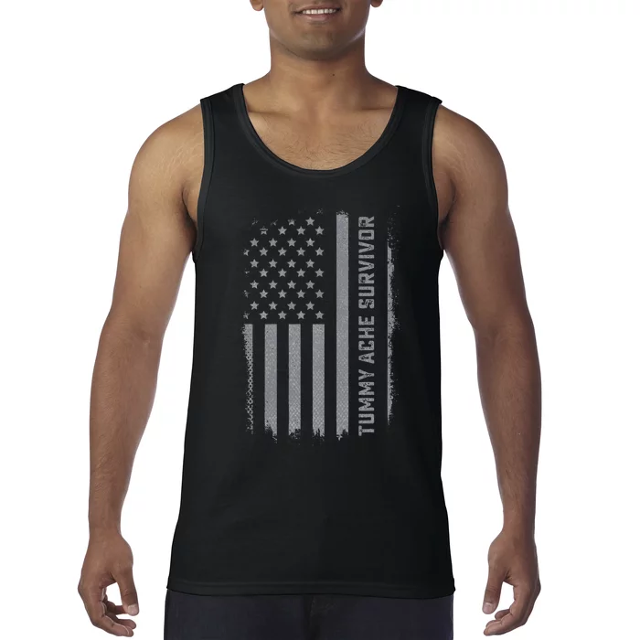 Tummy Ache Survivor Ibs Stomach Ache Us Flag Tank Top