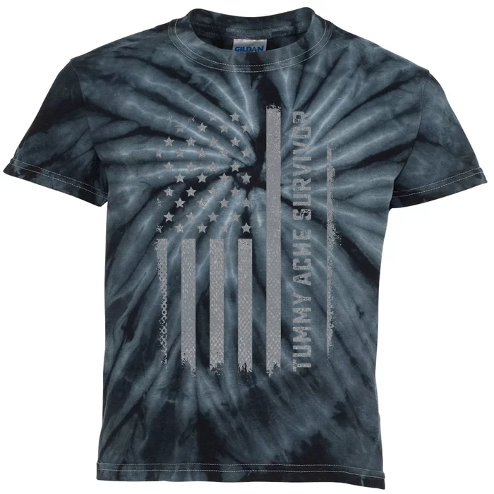 Tummy Ache Survivor Ibs Stomach Ache Us Flag Kids Tie-Dye T-Shirt