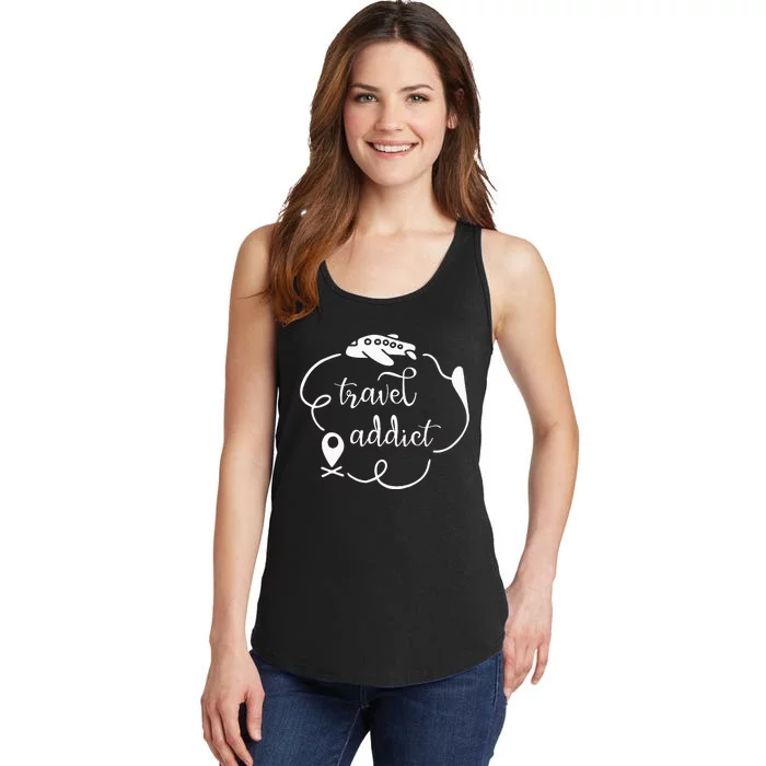 Travel Addict Saying Love Traveling World Traveler Quote Ladies Essential Tank