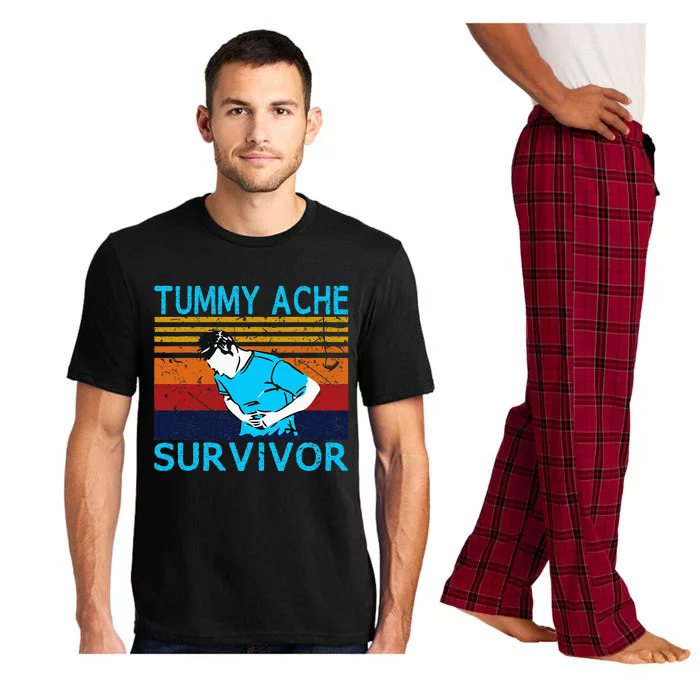 Tummy Ache Survivor Vintage Retro Sunset Stomach Hurts Memes Pajama Set