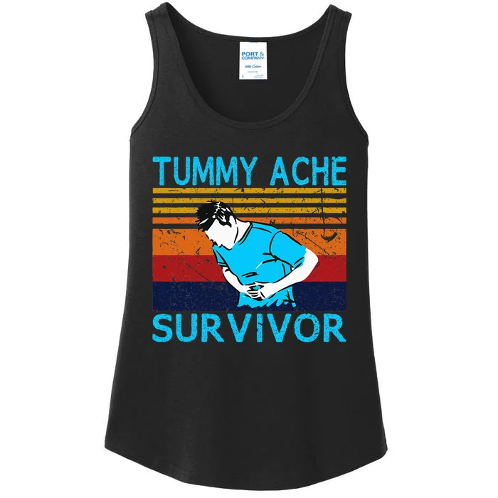 Tummy Ache Survivor Vintage Retro Sunset Stomach Hurts Memes Ladies Essential Tank