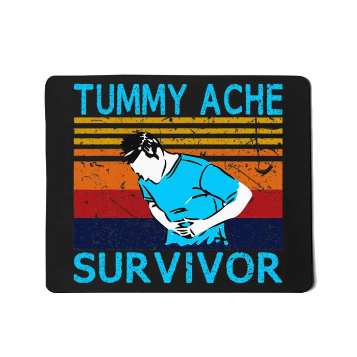 Tummy Ache Survivor Vintage Retro Sunset Stomach Hurts Memes Mousepad