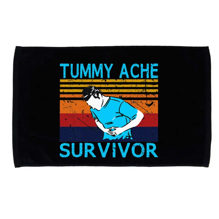 Tummy Ache Survivor Vintage Retro Sunset Stomach Hurts Memes Microfiber Hand Towel