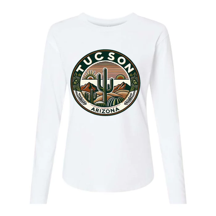 Tucson Arizona Southwestern Saguaro Cacti Desert Landscape Womens Cotton Relaxed Long Sleeve T-Shirt