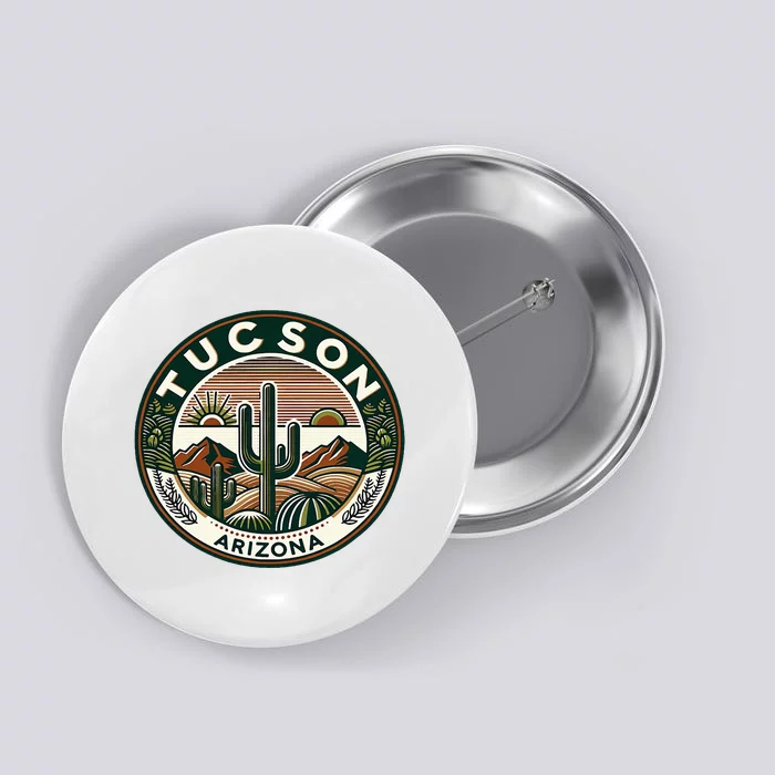 Tucson Arizona Southwestern Saguaro Cacti Desert Landscape Button