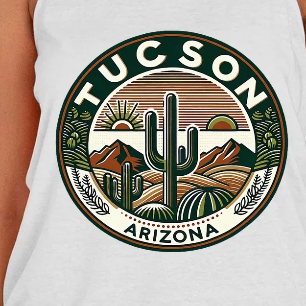 Tucson Arizona Southwestern Saguaro Cacti Desert Landscape Women's Knotted Racerback Tank