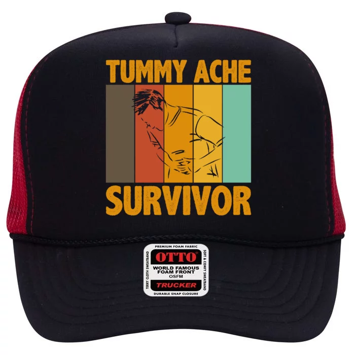 Tummy Ache Survivor Vintage High Crown Mesh Trucker Hat