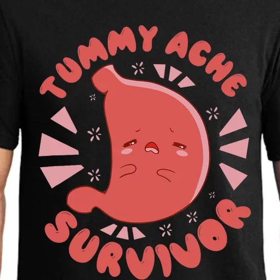 TUMMY ACHE SURVIVOR My Stomach Hurts Funny Meme Pajama Set