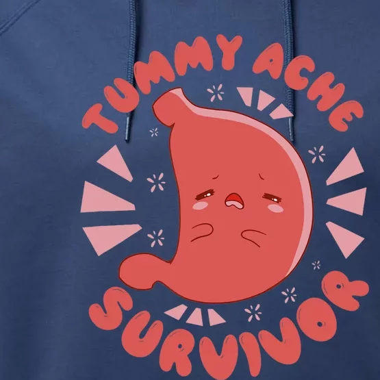 TUMMY ACHE SURVIVOR My Stomach Hurts Funny Meme Performance Fleece Hoodie