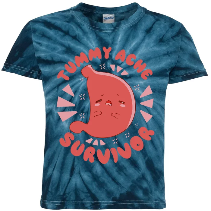 TUMMY ACHE SURVIVOR My Stomach Hurts Funny Meme Kids Tie-Dye T-Shirt