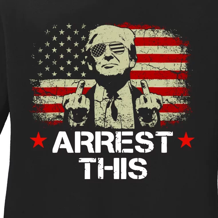 Trump Arrest This Funny Trump 2024 Convicted Felon Ladies Long Sleeve Shirt