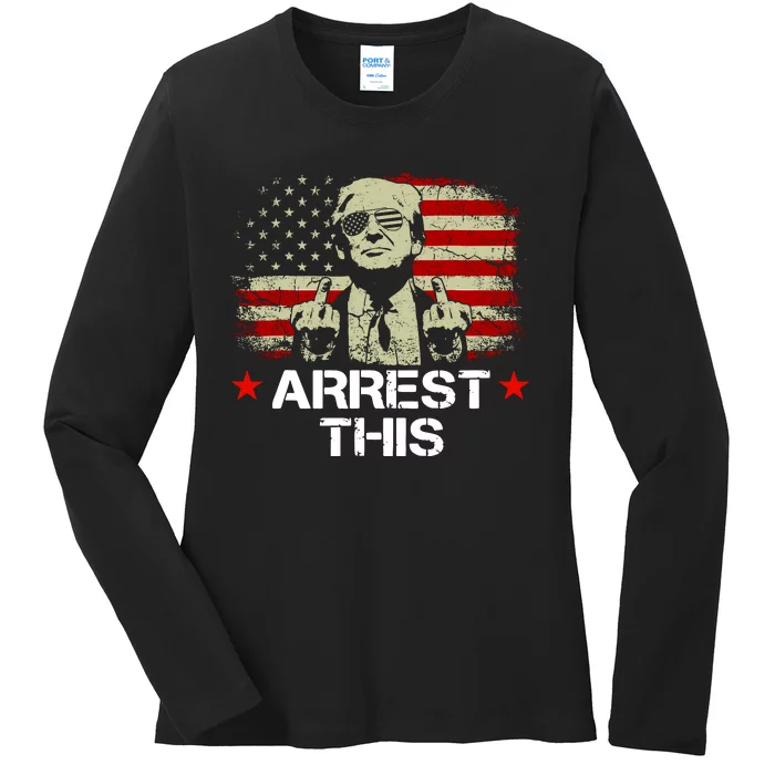 Trump Arrest This Funny Trump 2024 Convicted Felon Ladies Long Sleeve Shirt