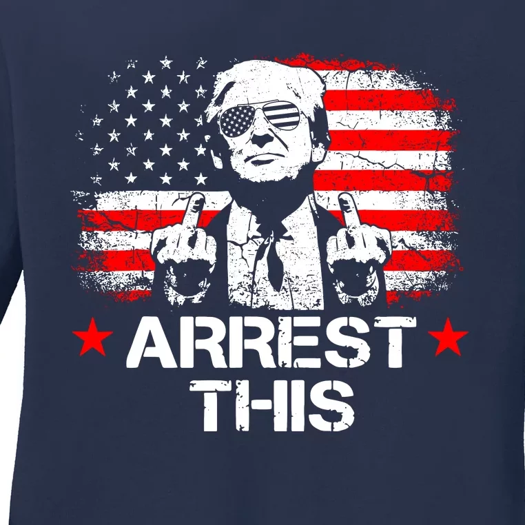 Trump Arrest This Funny Trump 2024 Convicted Felon Ladies Long Sleeve Shirt