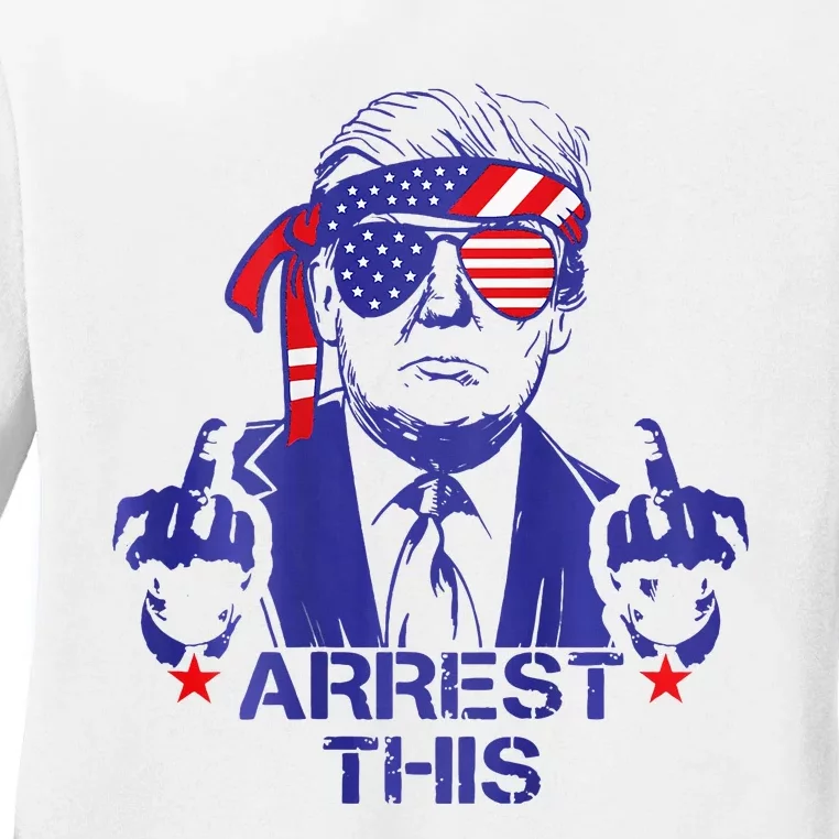 Trump Arrest This Funny Trump 2024 Convicted Felon Ladies Long Sleeve Shirt