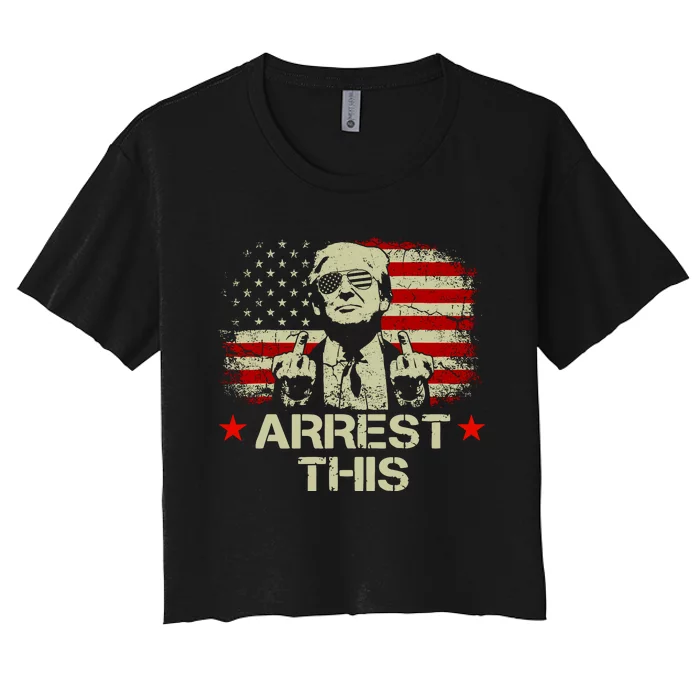 Trump Arrest This Funny Trump 2024 Convicted Felon Women's Crop Top Tee