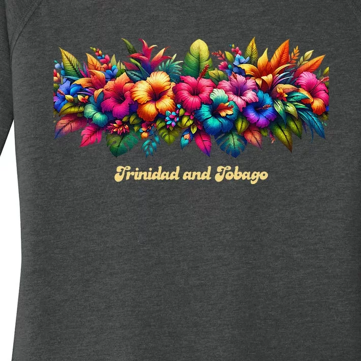 Trinidad And Tobago Band Of Tropical Flowers Women's Perfect Tri Tunic Long Sleeve Shirt