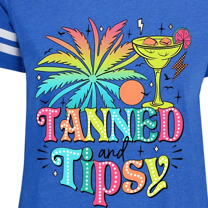 Tanned And Tipsy Funny Summer Quotes Enza Ladies Jersey Football T-Shirt