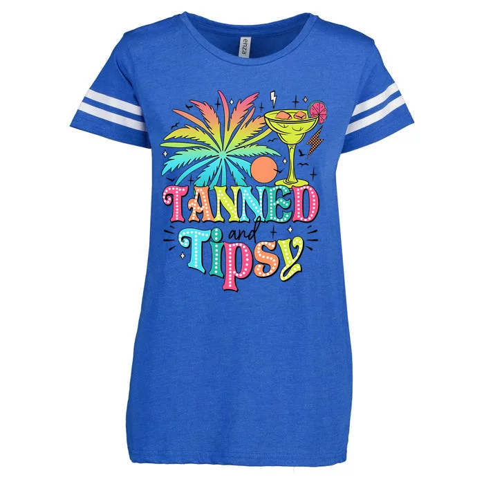 Tanned And Tipsy Funny Summer Quotes Enza Ladies Jersey Football T-Shirt