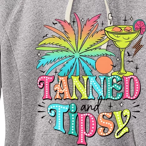 Tanned And Tipsy Funny Summer Quotes Women's Fleece Hoodie