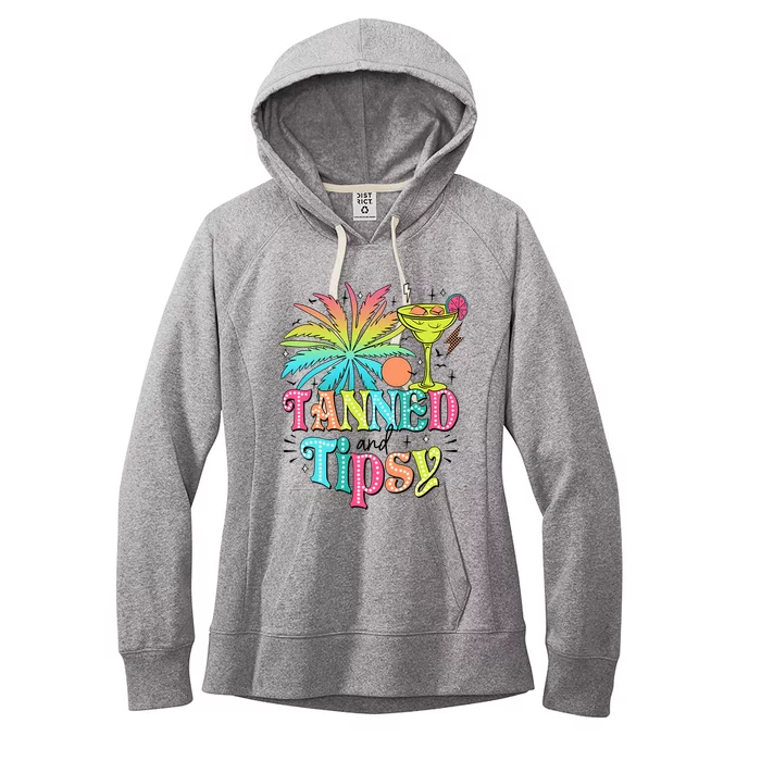 Tanned And Tipsy Funny Summer Quotes Women's Fleece Hoodie