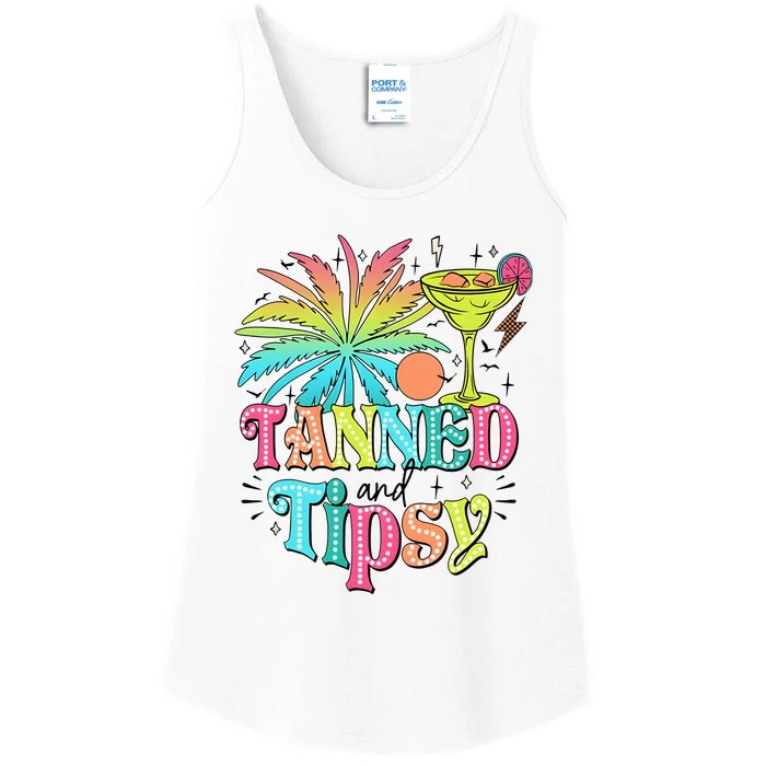 Tanned And Tipsy Funny Summer Quotes Ladies Essential Tank