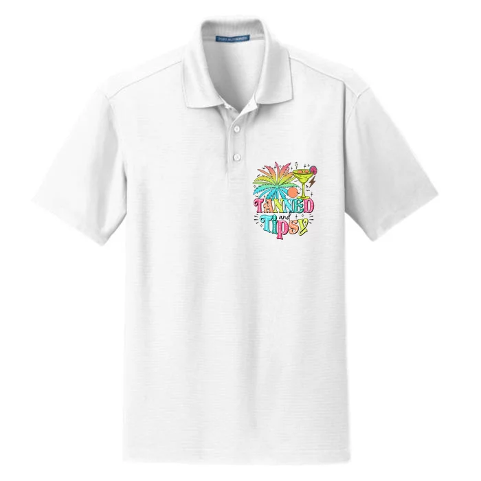 Tanned And Tipsy Funny Summer Quotes Dry Zone Grid Performance Polo