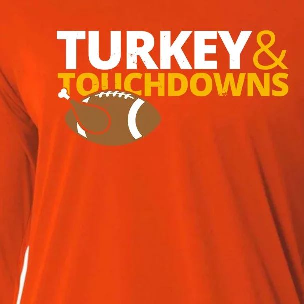 Turkey And Touchdowns Football Festive Thanksgiving Cooling Performance Long Sleeve Crew