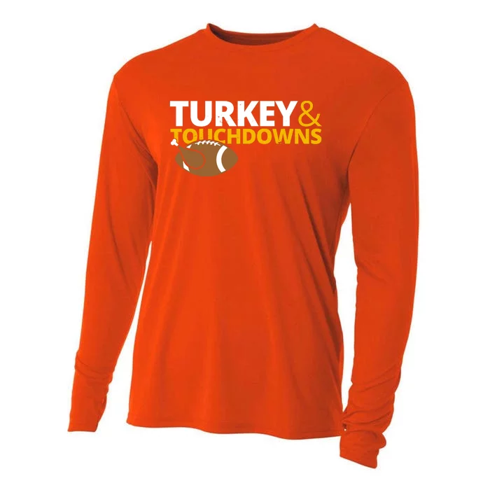 Turkey And Touchdowns Football Festive Thanksgiving Cooling Performance Long Sleeve Crew