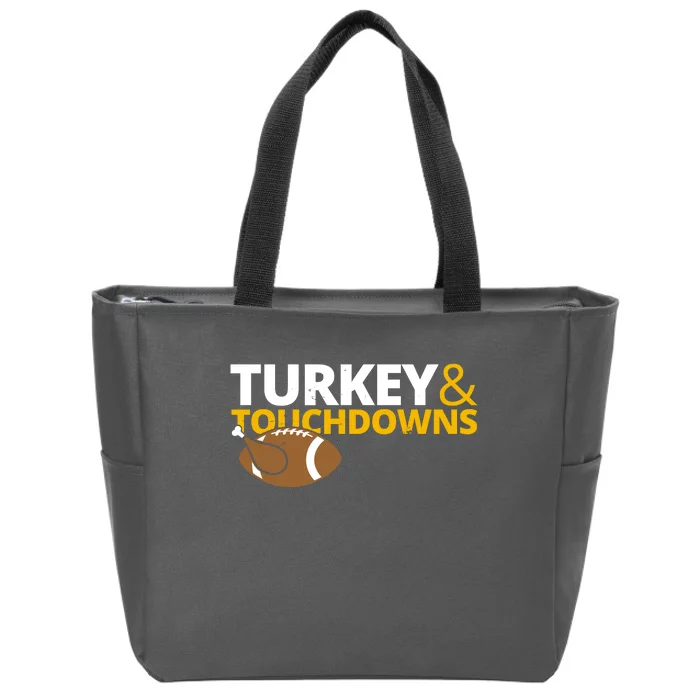 Turkey And Touchdowns Football Festive Thanksgiving Zip Tote Bag