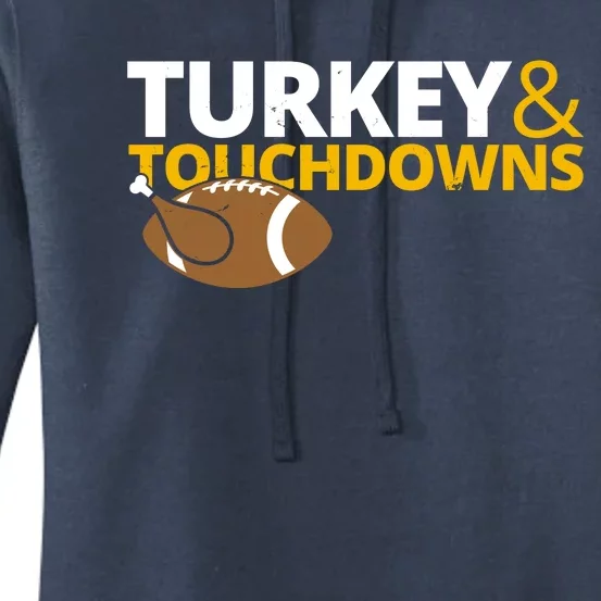 Turkey And Touchdowns Football Festive Thanksgiving Women's Pullover Hoodie