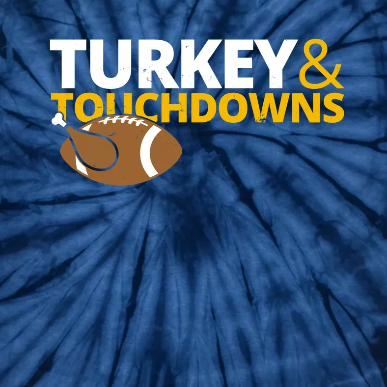 Turkey And Touchdowns Football Festive Thanksgiving Tie-Dye T-Shirt