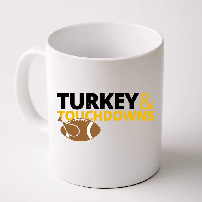Turkey And Touchdowns Football Festive Thanksgiving Front & Back Coffee Mug