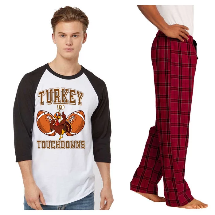 Turkey And Touchdowns Thanksgiving Football Raglan Sleeve Pajama Set